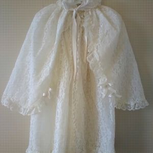 Beautiful Lace Infant Christening Gown,3 piece,Slip,Lace Gown & Shawl.Vintage
